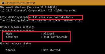 Hosted network settings - Not configured