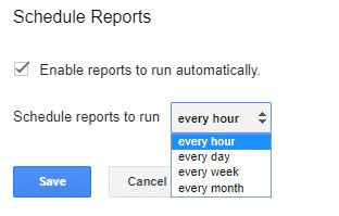 меню schedule reports