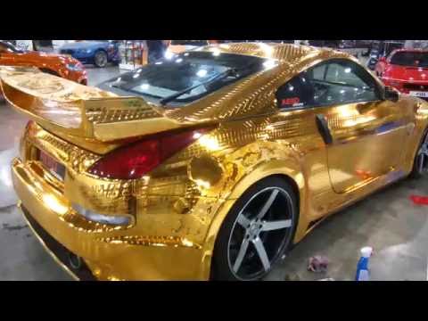 Gold Nissan 350z by Aero-chrome. Золотой Ниссан 350z от компании Aero-chrome.