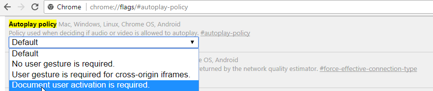 chrome://flags/#autoplay-policy 
