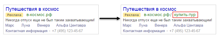 Отображаемая ссылка Яндекс Директ