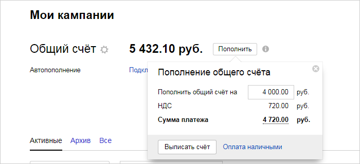 Яндекс директ возврат средств глубина яндекс директ