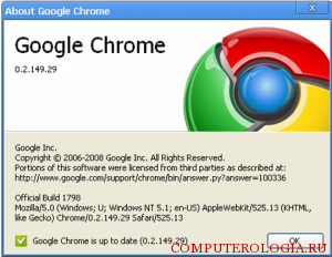Версия Google Chrome 
