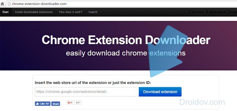 Скачиваем дополнение к Chrome в Download extension