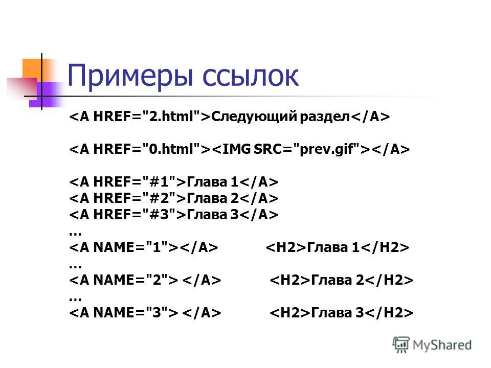 Список ссылок html. Гиперссылка html примеры.