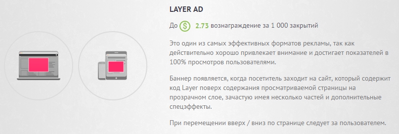 реклама layer ad доход