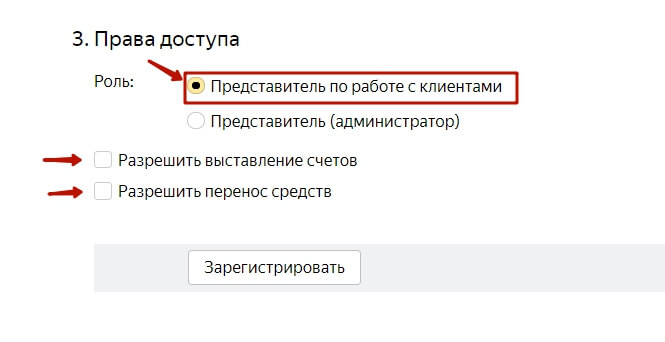 Права доступа в Яндекс Директе