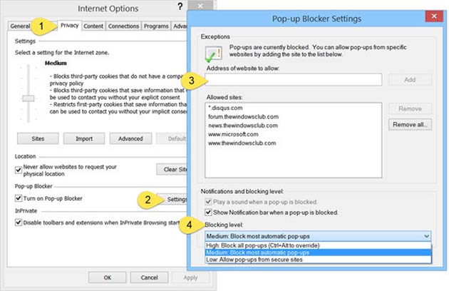 Разрешить, блокировать всплывающие окна в Internet Explorer, Хром, Firefox, Опера.