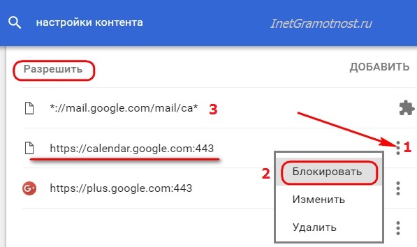 разрешенные push-уведомления в Google Chrome