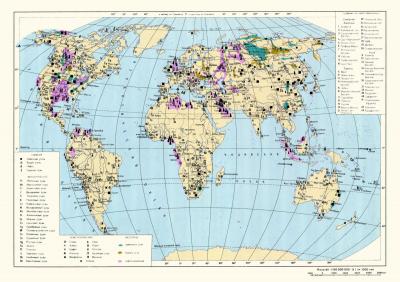 Карта месторождений полезных ископаемых мира