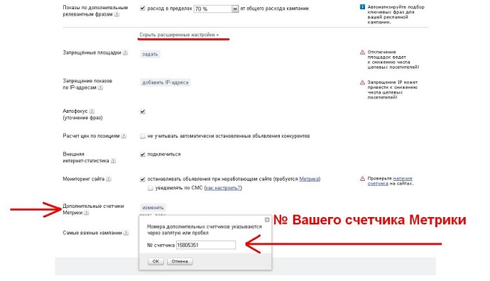 Подключение Яндекс Метрики к Директу