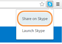 Skype extension Share on Skype option in browser toolbar