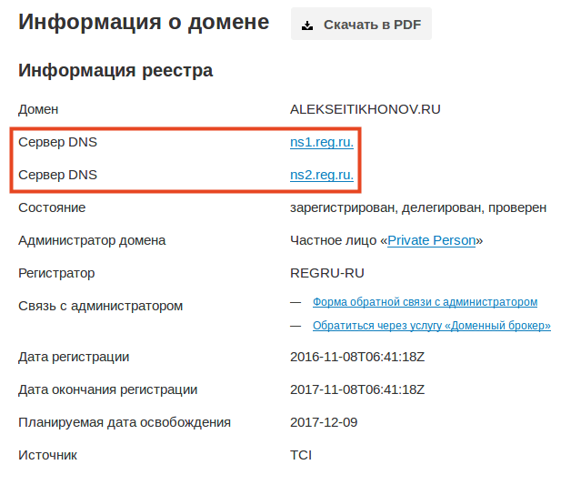 сервис whois dns сервера