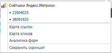 Интерфейс расширения Яндекс.Метрика