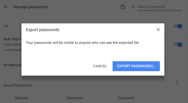 В Google Chrome появится экспорт паролей