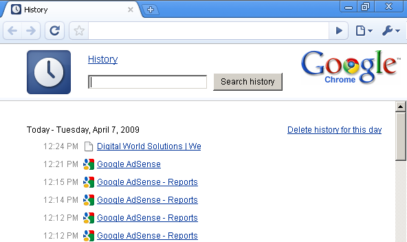 История в Google Chrome